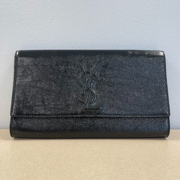 YSL Yves Saint Laurent Black Patent Leather Belle de Jour Clutch Bag - Preowned - Picture 1 of 10